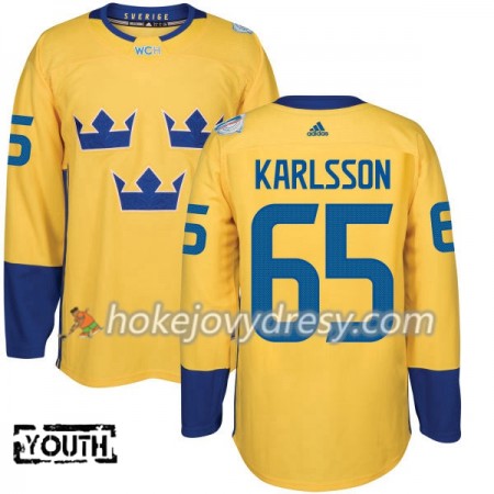 Dětské Hokejový Dres Švédsko Erik Karlsson 65 Světový pohár v ledním hokeji 2016 Žlutá Premier
